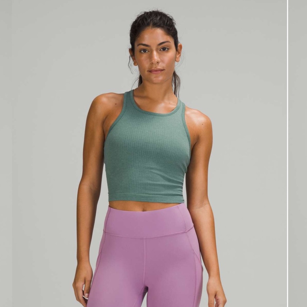 NWOT Lululemon Ebb to Street Racerback Crop Tank Top Tidewater Teal